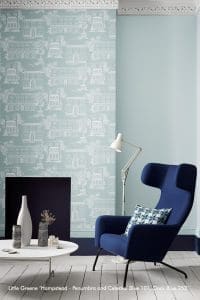 Hampstead - Penumbra and Celestial Blue 101, Dock Blue 252 Little Greene